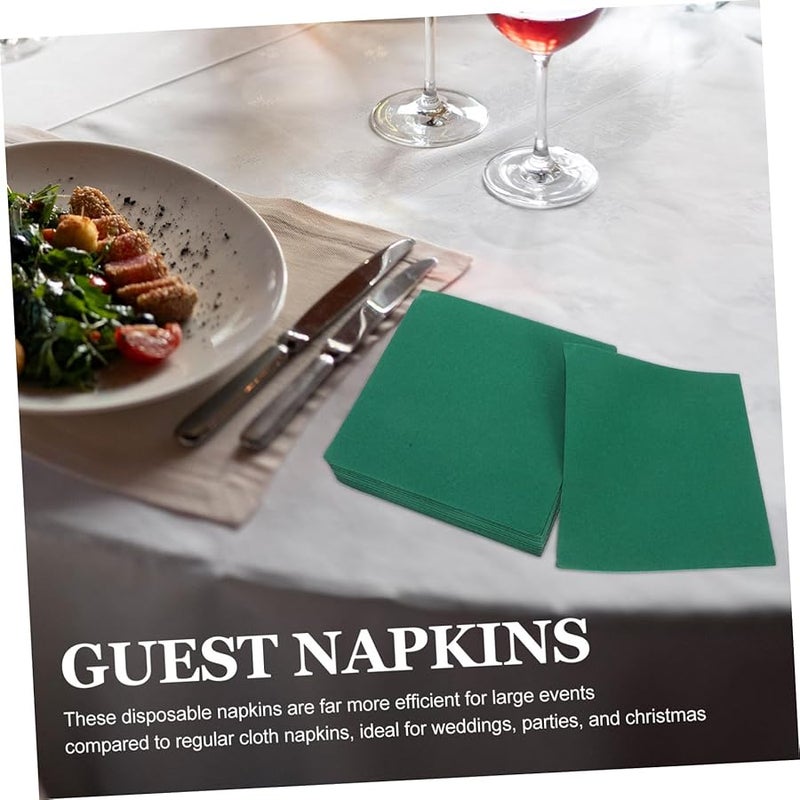 مناديل كوكتيل قابلة للتخلص من اللون الأخضر الداكن 50 قطعة مصنوعة من لب الخشب الناعم الماص لحفلات الزفاف والحفلات - Image 3